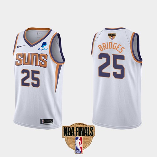 Men's Phoenix Suns #25 Mikal Bridges 2021 White NBA Finals Association Edition Stitched NBA Jersey